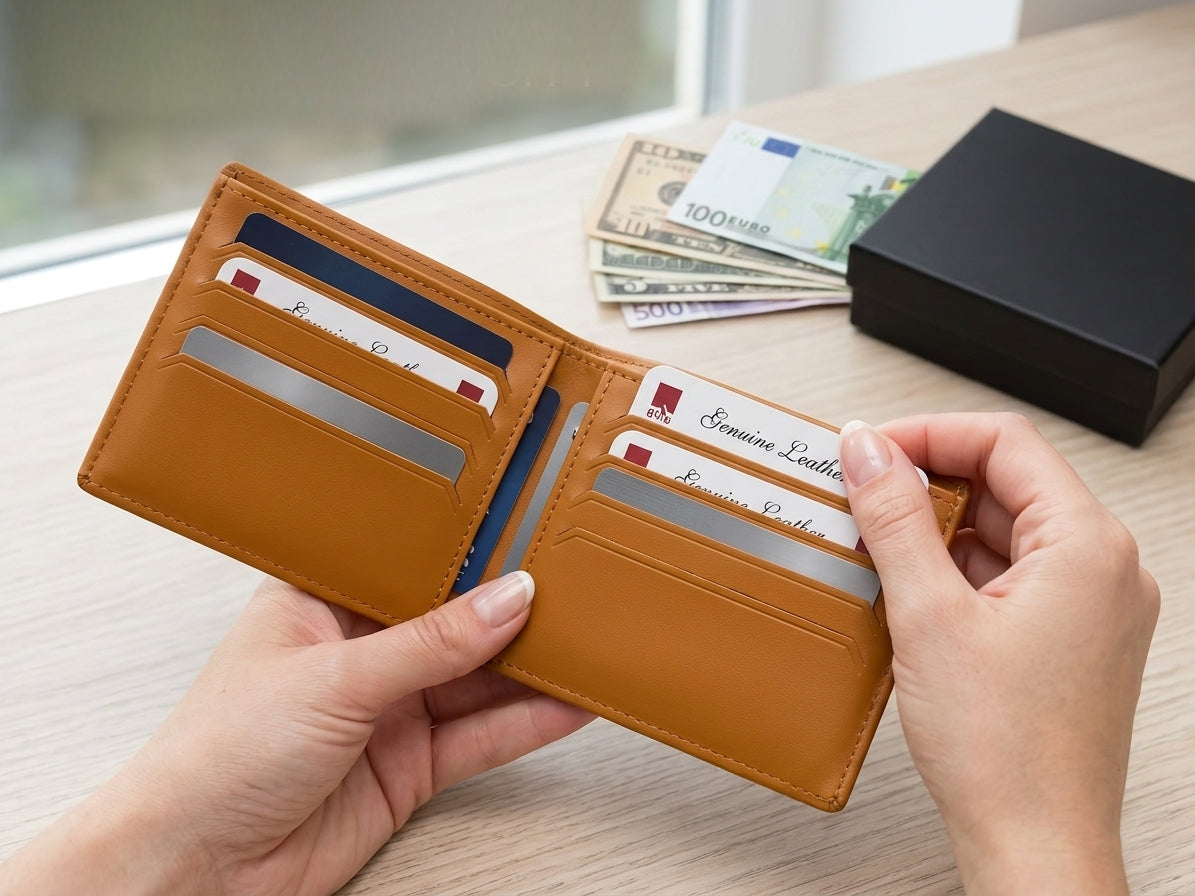 HeritageCraft™ Men's Genuine Leather Trifold Wallet | RFID Blocking | Dual ID Window