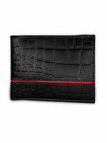 Luxury Crocodile Pattern Leather Wallet with Red Accent Stitching & Free Keychain