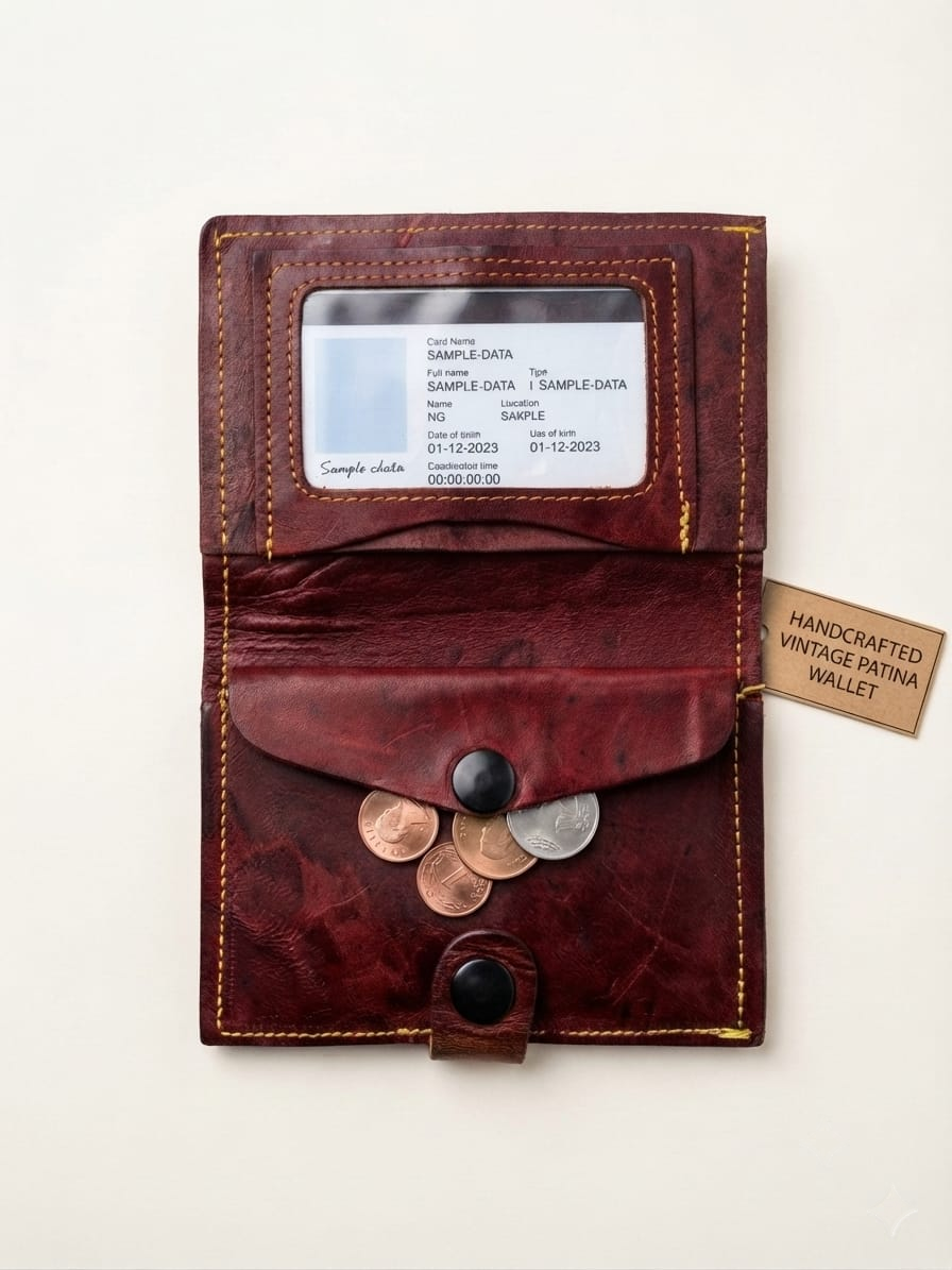 Classic Vintage Leather Wallet with Coin Pocket & Card Holder