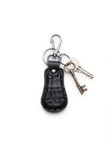 Crocodile-Style Genuine Leather Keychain with Metal Clip
