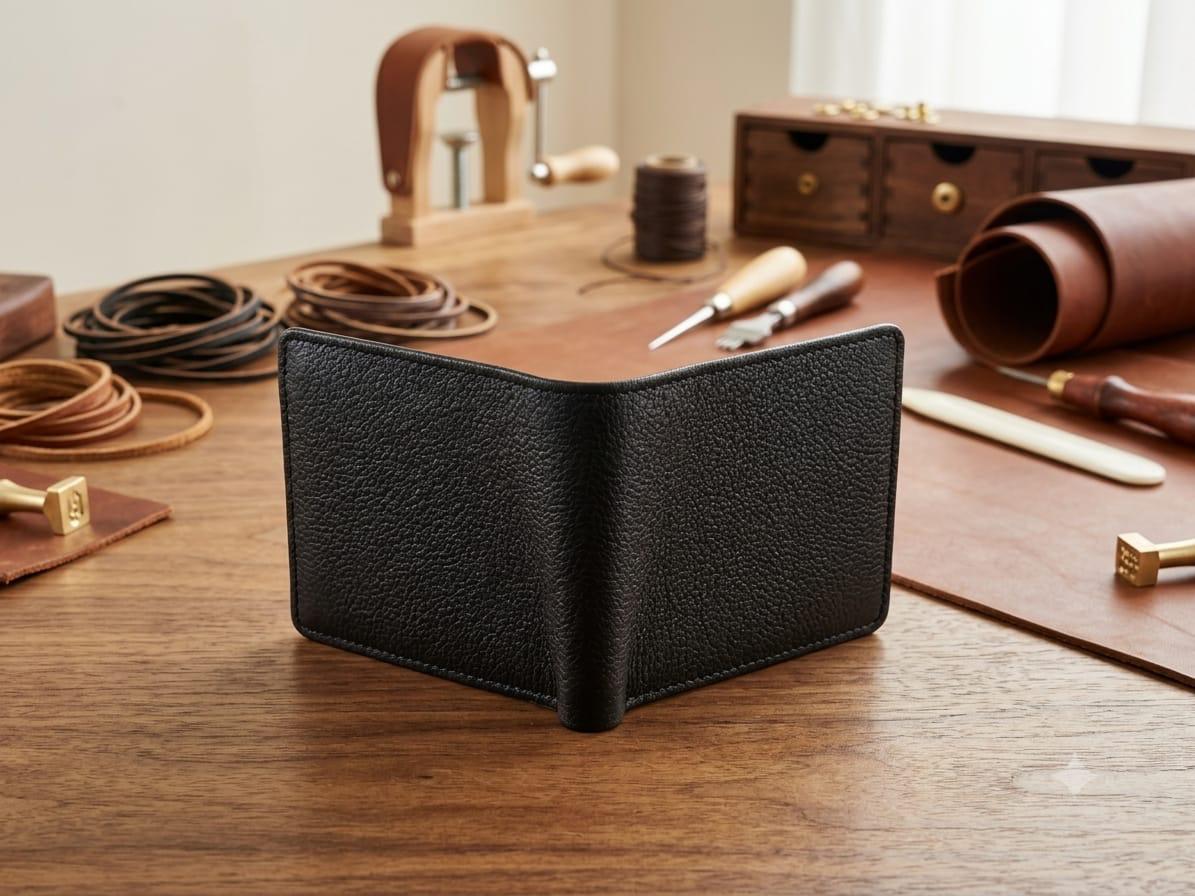 Premium Genuine Cowhide Leather Bifold Wallet for Men – Classic Black | Slim RFID-Free Design